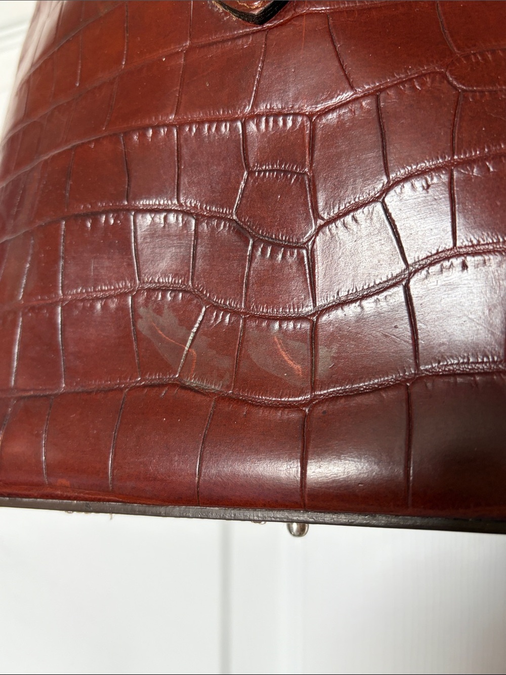 Dooney & Bourke Dark Brown Croc-Embossed Leather Shoulder Bag - Picture 6 of 14
